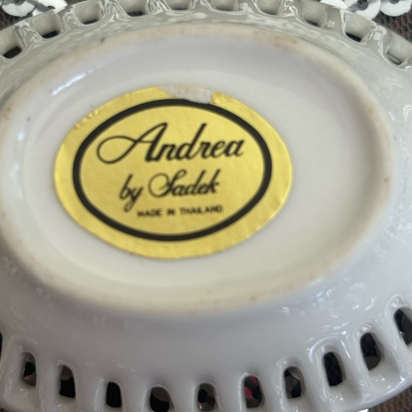 Vintage Floral Trinket Dish Andrea By Sadek Reticulated Lattice Porcelain - Picture 4 of 9